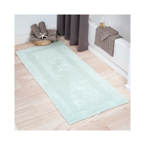Hastings Home 100-percent Cotton Bathmat 24x60 Long Bathroom Runner, Reversible, Soft, Absorbent, Rug, Seafoam 133262XMQ - main